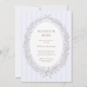 Invitation Bonjour Bebe French Patisserie Baby shower Lilac