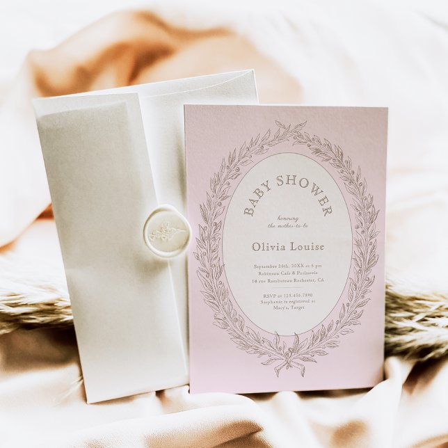 Invitation Bonjour Bebe French Patisserie Baby shower Rose (Créateur téléchargé)