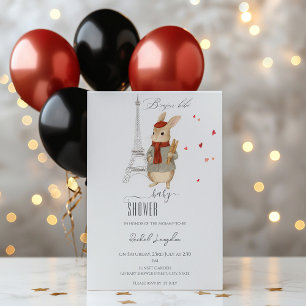 Invitation Bonjour Bebe French Rabbit Baby shower