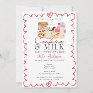 Invitation Bonjour Bébé Lait et cookies Baby shower moderne