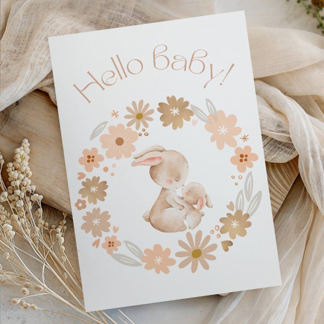 Invitation Bonjour Bébé ! Lapin Bébé Mignon Fête pour Bébé Sh (Créateur téléchargé)
