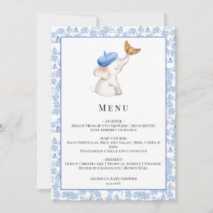 Invitation Bonjour Bébé Menu de Baby Shower Romantique Fille 
