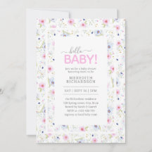 Bonjour Bébé mignon Floral Rose Bleu Baby shower f