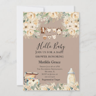 Invitation Bonjour Bébé Neutre Tout Beige 