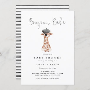 Invitation Bonjour Bebe Paris Baby shower de la Giraffe franç