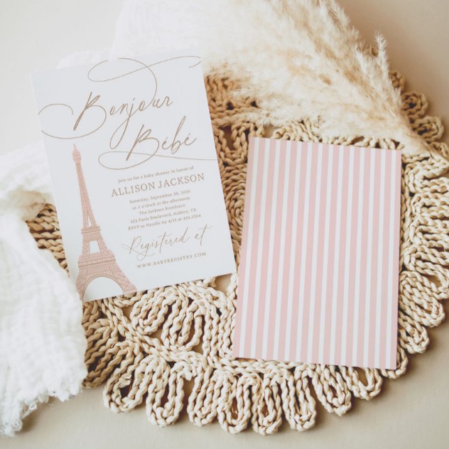 Invitation Bonjour Bebe Paris Baby shower français (Créateur téléchargé)