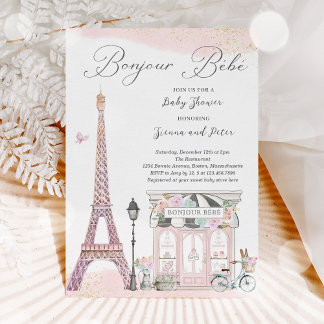 Invitation Bonjour Bébé Paris Baby shower parisien