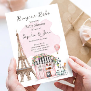 Invitation Bonjour Bebe Paris Baby shower parisien