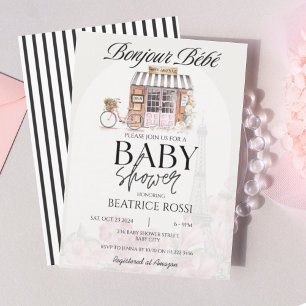 Invitation Bonjour Bebe Paris Baby shower parisien