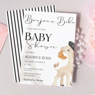 Invitation Bonjour Bebe Paris Baby shower parisien