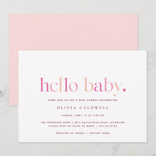 Invitation Bonjour bébé   Simple Baby shower de fille rose co