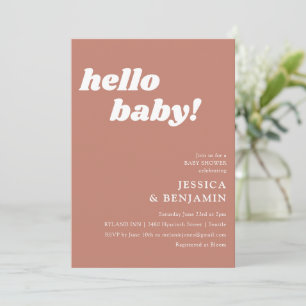 Invitation Bonjour Bébé Terracotta Rétro Gras Baby Shower