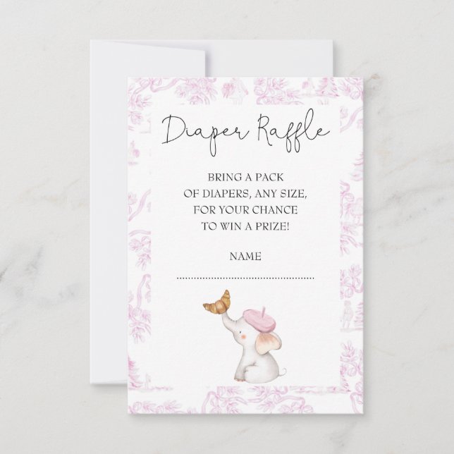 Invitation Bonjour Bébé Tirage au Sort de Couches pour Fille  (Devant)