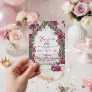 Invitation Bonjour Bebe tour Eiffel Baby Shower chic bébé fra