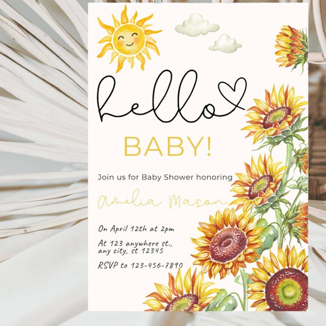 Invitation Bonjour Bébé Tournesol Fête de Bébé (Créateur téléchargé)