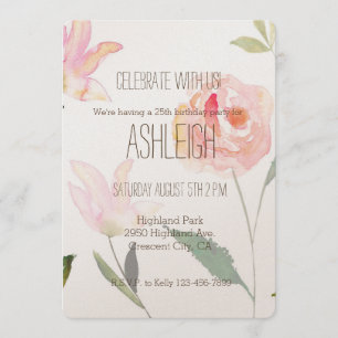 Invitation Bonjour Belle aquarelle Fleur anniversaire