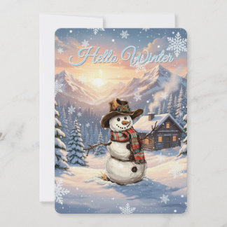 Invitation Bonjour Bonhomme de Neige Personnalisé Texte