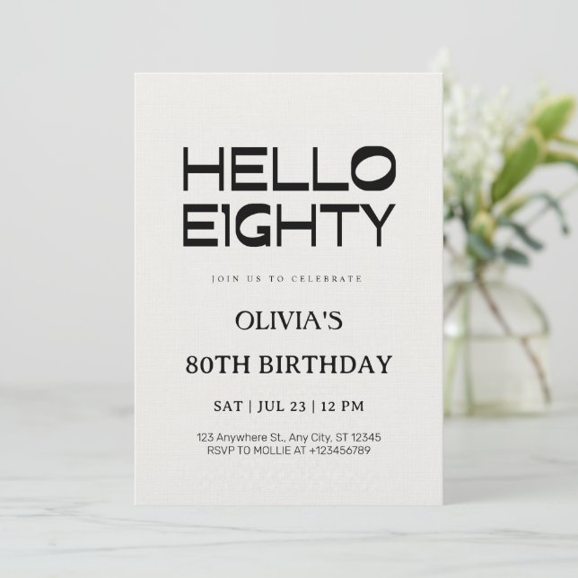 Invitation Bonjour Chic 80e Anniversaire (Debout devant)