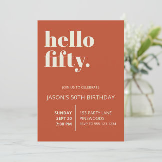 Invitation Bonjour Cinquante Anniversaire Fête Chic Audacieux