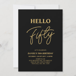 Invitation Bonjour Cinquante Gold & Black 50th Birthday Par
