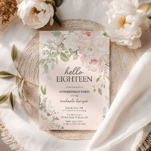 Invitation 'Bonjour Dix-Huit' Fleur Rose Élégant pour 18e Ann