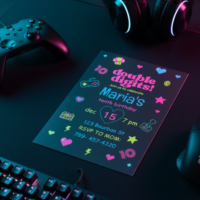 Invitation Bonjour Double Digits Gaming 10e anniversaire (Créateur téléchargé)
