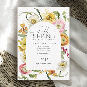 Invitation Bonjour Événement social de printemps Floral ensol