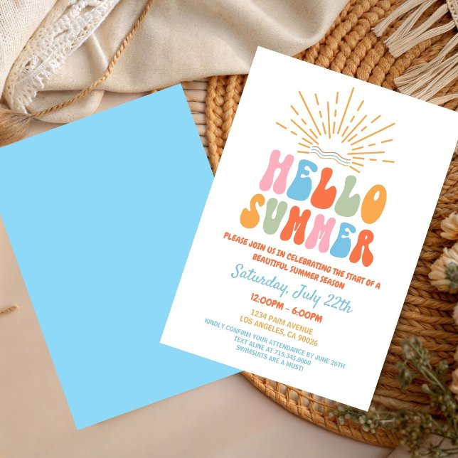 Invitation Bonjour Fête d'été, Fête de fin d'année de l'école (Créateur téléchargé)