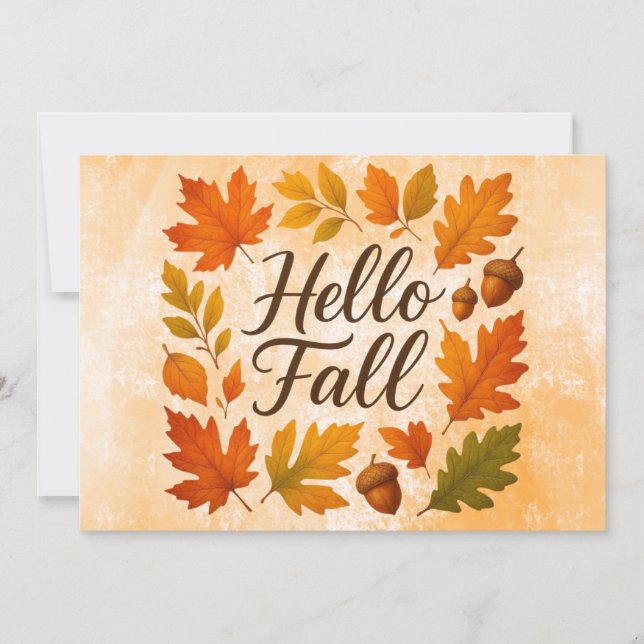 Invitation Bonjour feuilles d'automne et glands (Devant)