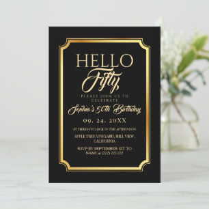 Invitation Bonjour Fifty Black Gold 50e Anniversaire