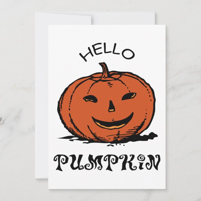 Invitation Bonjour illustration de citrouille jack-o-lantern, (Devant)
