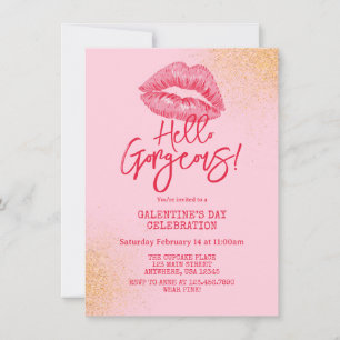 Invitation Bonjour magnifique Galentine's Day rose