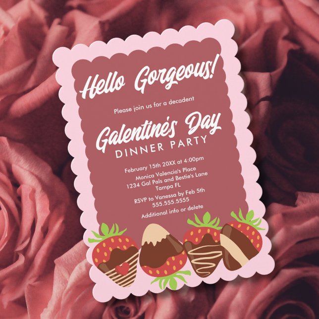 Invitation Bonjour magnifiques fraises Galentine's Day (Créateur téléchargé)