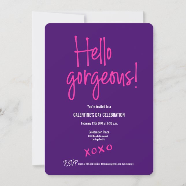 Invitation Bonjour merveilleuse Galentine's Day XOXO Dames vi (Devant)