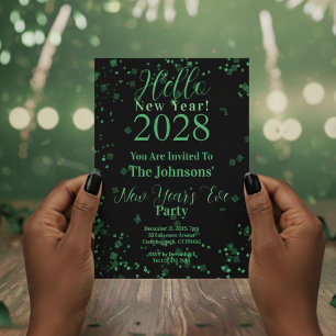 Invitation Bonjour Nouvel An ! La Saint-Sylvestre Verte Et No