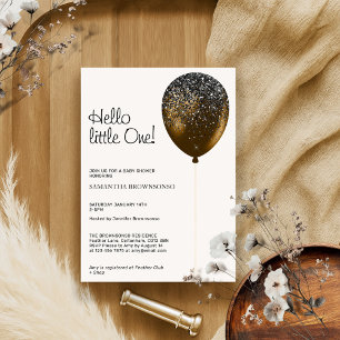 Invitation Bonjour petit ballon glitz glam gouttes de bronze