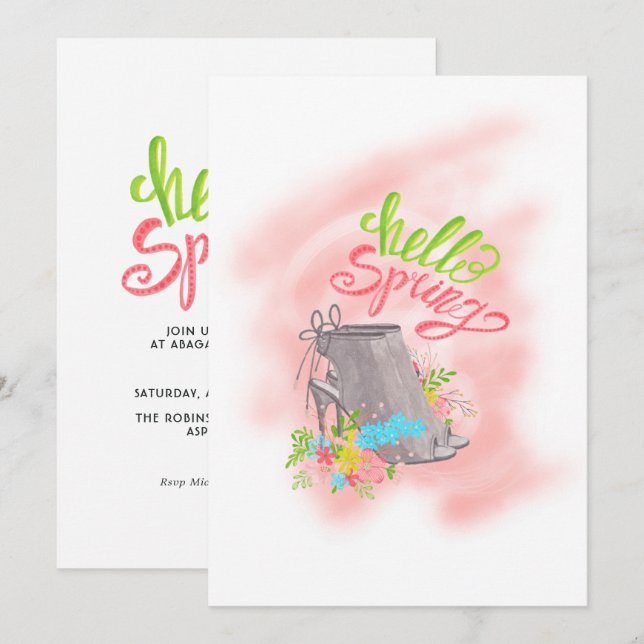 Invitation Bonjour Printemps Anniversaire Tea Party Invitatio (Devant / Derrière)