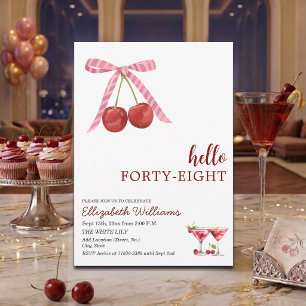 Invitation Bonjour Quarante-Huit Cerise Martini Fête d'Annive