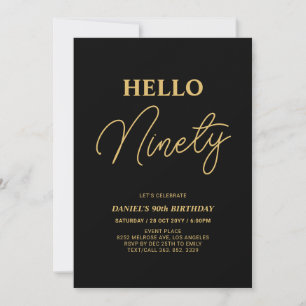 Invitation Bonjour Quatre-Vingt-Dix Fête d'anniversaire 90