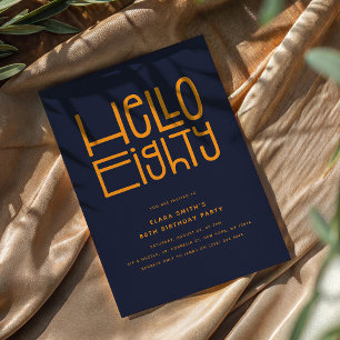 Invitation BONJOUR QUATRE-VINGTS Anniversaire Moderne 80 Ans