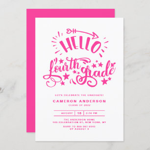 Invitation Bonjour quatrième année   Pink Troisième Grade Gra