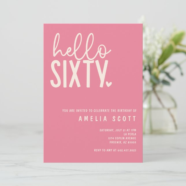 Invitation Bonjour Soixante-60e Anniversaire Moderne Pêche Mi (Debout devant)