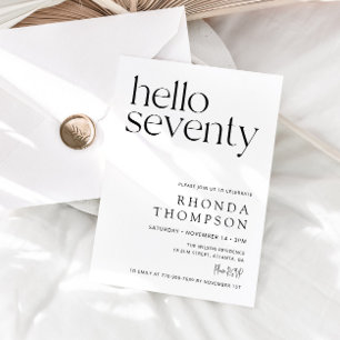 Invitation Bonjour Soixante-dix Classique Simple 70e Annivers