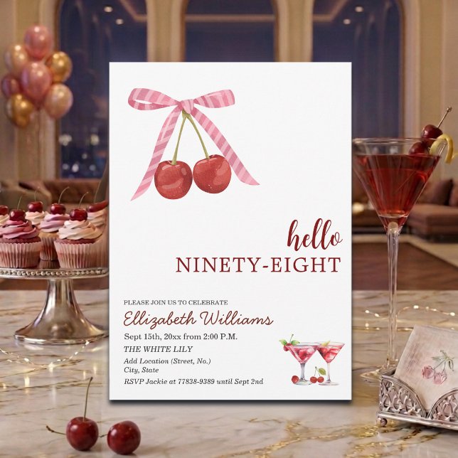 Invitation Bonjour Soixante-Dix-Huit Cherry Martini Fête d'An (Créateur téléchargé)
