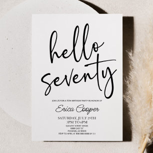Invitation Bonjour Soixante-dix minimal Élégant 70e fête d'an