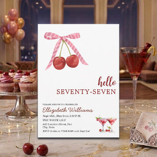 Invitation Bonjour Soixante-dix-sept Cherry Martini Fête d'an