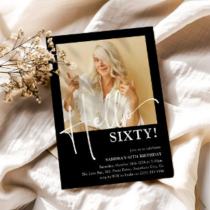 Invitation Bonjour SOIXANTE ! Fête d'anniversaire minimale po