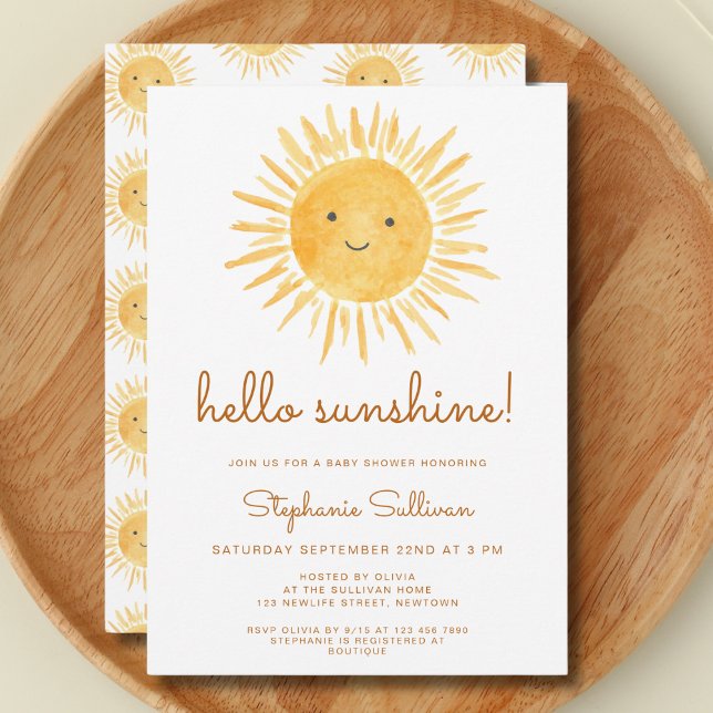 Invitation Bonjour Sunshine Baby shower non sexiste (Créateur téléchargé)