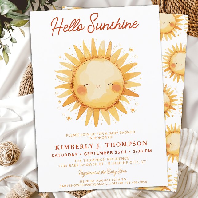 Invitation Bonjour Sunshine Boho Baby shower neutre genre (Créateur téléchargé)