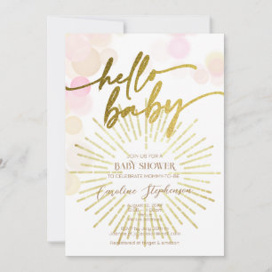 Invitation Bonjour Sunshine Boho Moderne Happy Baby Girl Douc